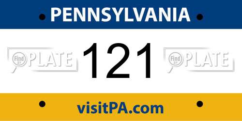 121 Pennsylvania License Plate