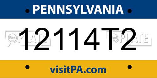 12114T2 Pennsylvania License Plate