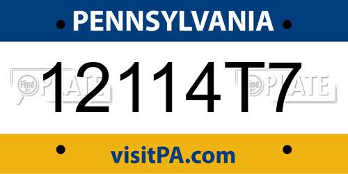 12114T7 Pennsylvania License Plate