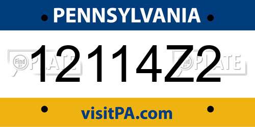 12114Z2 Pennsylvania License Plate