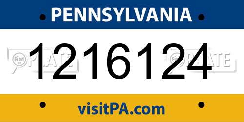 1216124 Pennsylvania License Plate