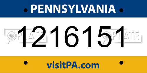 1216151 Pennsylvania License Plate
