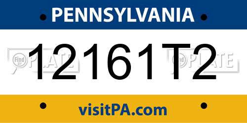 12161T2 Pennsylvania License Plate
