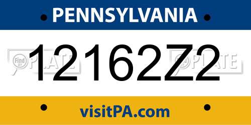 12162Z2 Pennsylvania License Plate