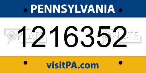 1216352 Pennsylvania License Plate