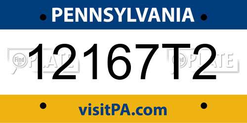 12167T2 Pennsylvania License Plate