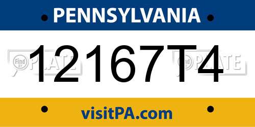 12167T4 Pennsylvania License Plate