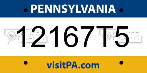 12167T5 Pennsylvania License Plate