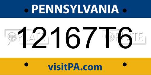 12167T6 Pennsylvania License Plate
