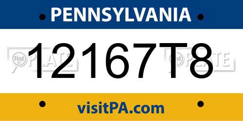 12167T8 Pennsylvania License Plate