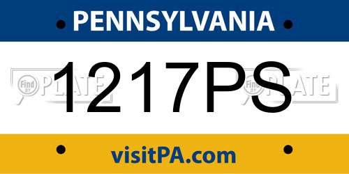 1217PS Pennsylvania License Plate