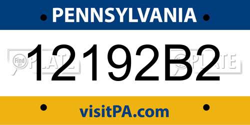 12192B2 Pennsylvania License Plate