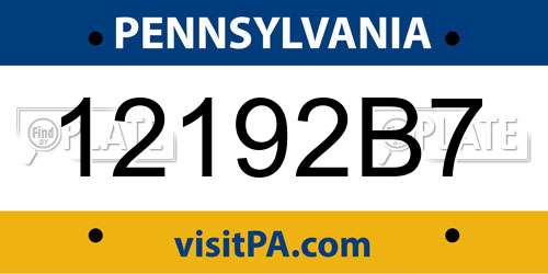 12192B7 Pennsylvania License Plate