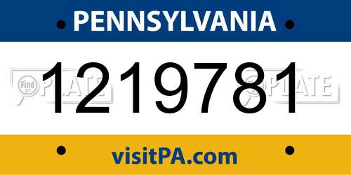 1219781 Pennsylvania License Plate