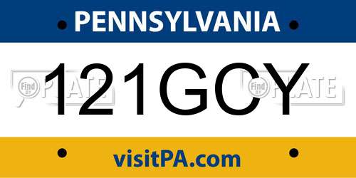121GCY Pennsylvania License Plate