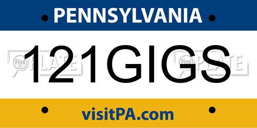 121GIGS Pennsylvania License Plate