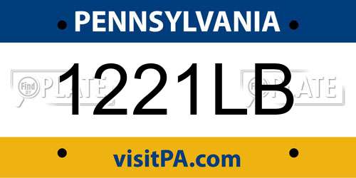 1221LB Pennsylvania License Plate