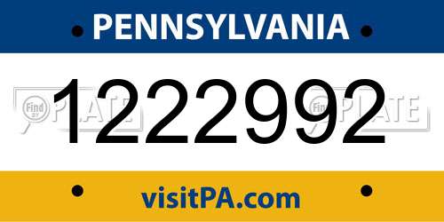 1222992 Pennsylvania License Plate