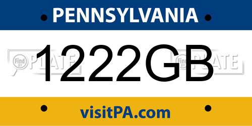 1222GB Pennsylvania License Plate