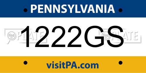 1222GS Pennsylvania License Plate
