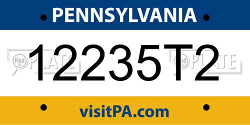 12235T2 Pennsylvania License Plate