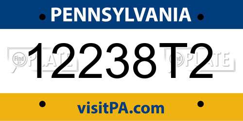 12238T2 Pennsylvania License Plate