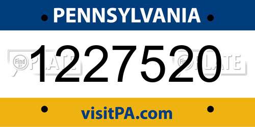 1227520 Pennsylvania License Plate