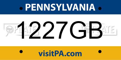 1227GB Pennsylvania License Plate