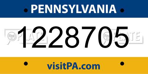 1228705 Pennsylvania License Plate