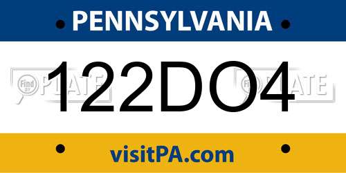 122DO4 Pennsylvania License Plate