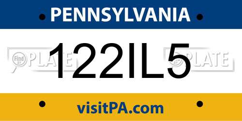 122IL5 Pennsylvania License Plate