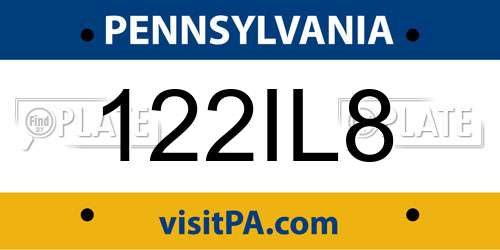122IL8 Pennsylvania License Plate