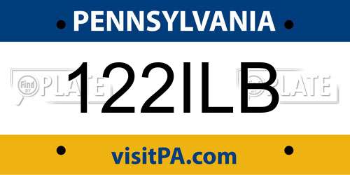 122ILB Pennsylvania License Plate