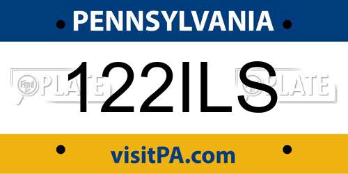 122ILS Pennsylvania License Plate
