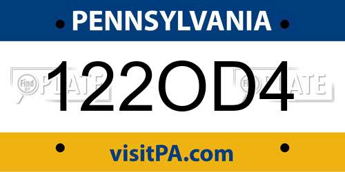 122OD4 Pennsylvania License Plate