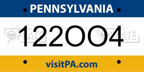 122OO4 Pennsylvania License Plate