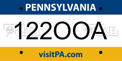 122OOA Pennsylvania License Plate