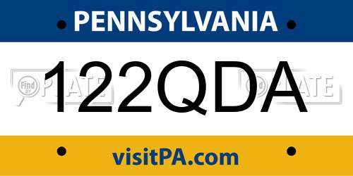 122QDA Pennsylvania License Plate