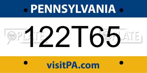 122T65 Pennsylvania License Plate