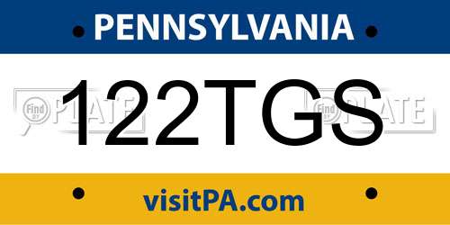122TGS Pennsylvania License Plate