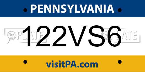 122VS6 Pennsylvania License Plate