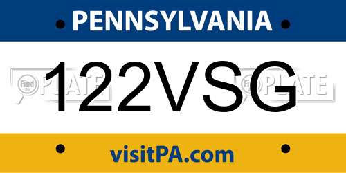 122VSG Pennsylvania License Plate