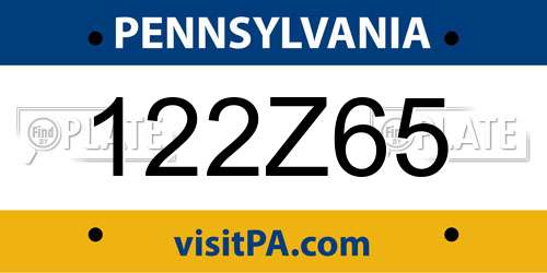 122Z65 Pennsylvania License Plate
