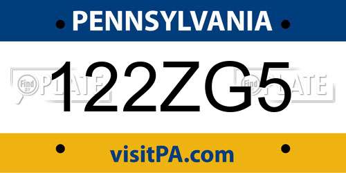 122ZG5 Pennsylvania License Plate