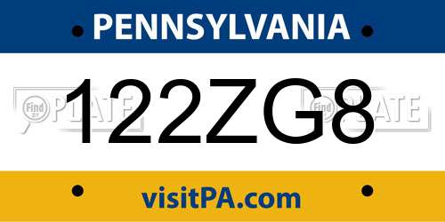 122ZG8 Pennsylvania License Plate