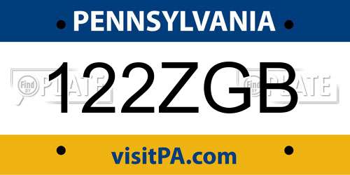 122ZGB Pennsylvania License Plate