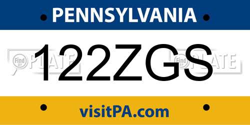 122ZGS Pennsylvania License Plate