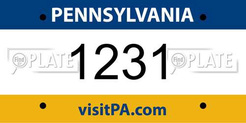 1231 Pennsylvania License Plate