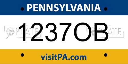 1237OB Pennsylvania License Plate
