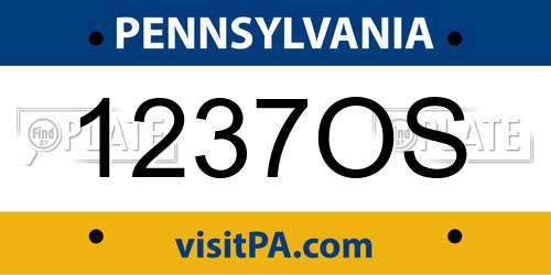 1237OS Pennsylvania License Plate